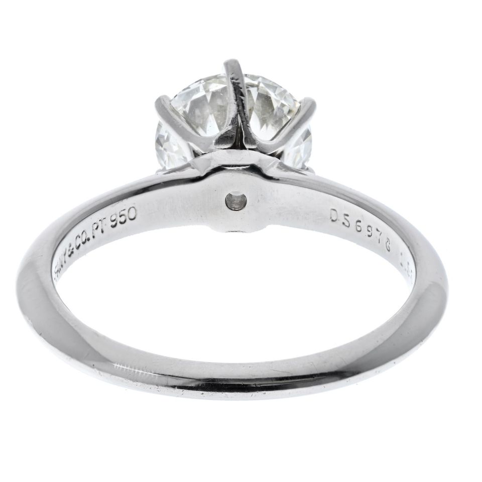 Tiffany & Co. Platinum 1.55 Carat I VS1 Round Cut Six Prong Diamond Engagement Ring