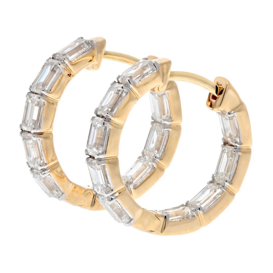 14K Yellow Gold 3.75 Carat Small Hoop Huggie Earrings
