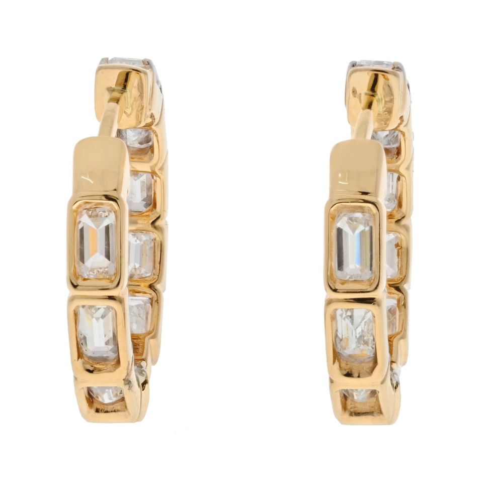 14K Yellow Gold 3.75 Carat Small Hoop Huggie Earrings