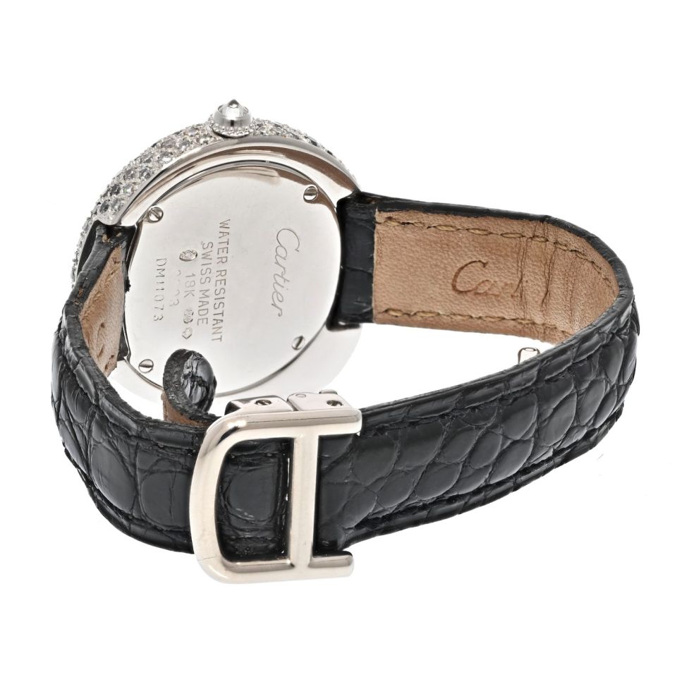 Cartier 18K White Gold Diamond Panthere 1925 Model Ref: 2323 Quartz Leather Watch