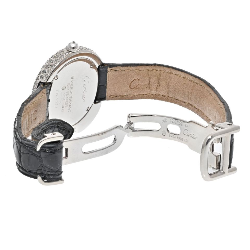 Cartier 18K White Gold Diamond Panthere 1925 Model Ref: 2323 Quartz Leather Watch