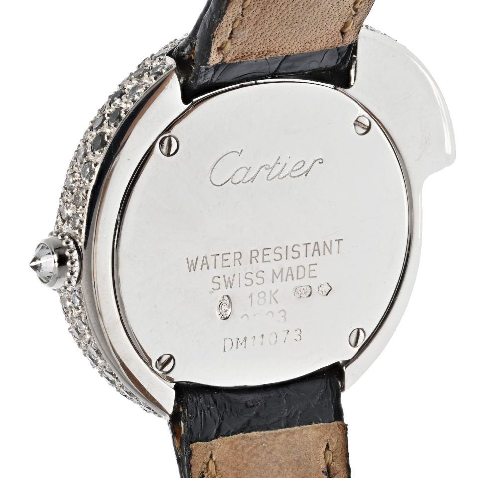 Cartier 18K White Gold Diamond Panthere 1925 Model Ref: 2323 Quartz Leather Watch