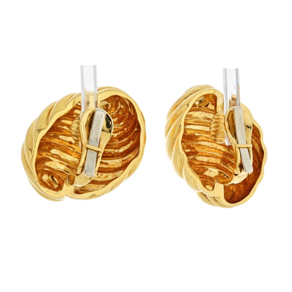 David Webb 18K Yellow Gold Fluted Swirl Earrings