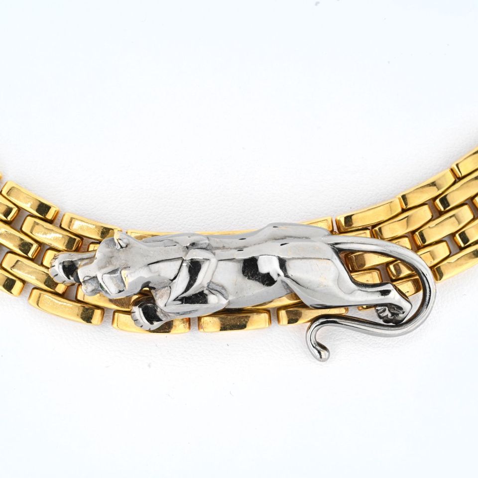 Cartier 18K Yellow Gold Maillon Hematite Panthere Necklace