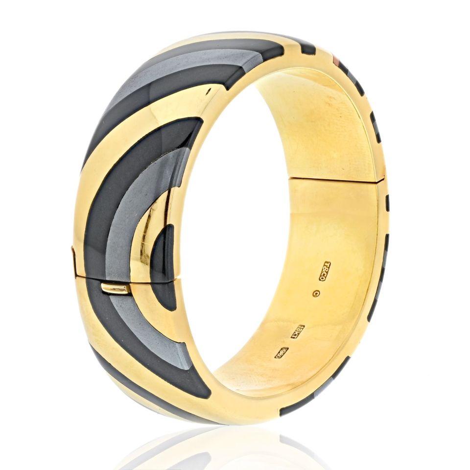 Tiffany & Co. 18K Yellow Gold Angela Cummings Inlay Bangle Bracelet