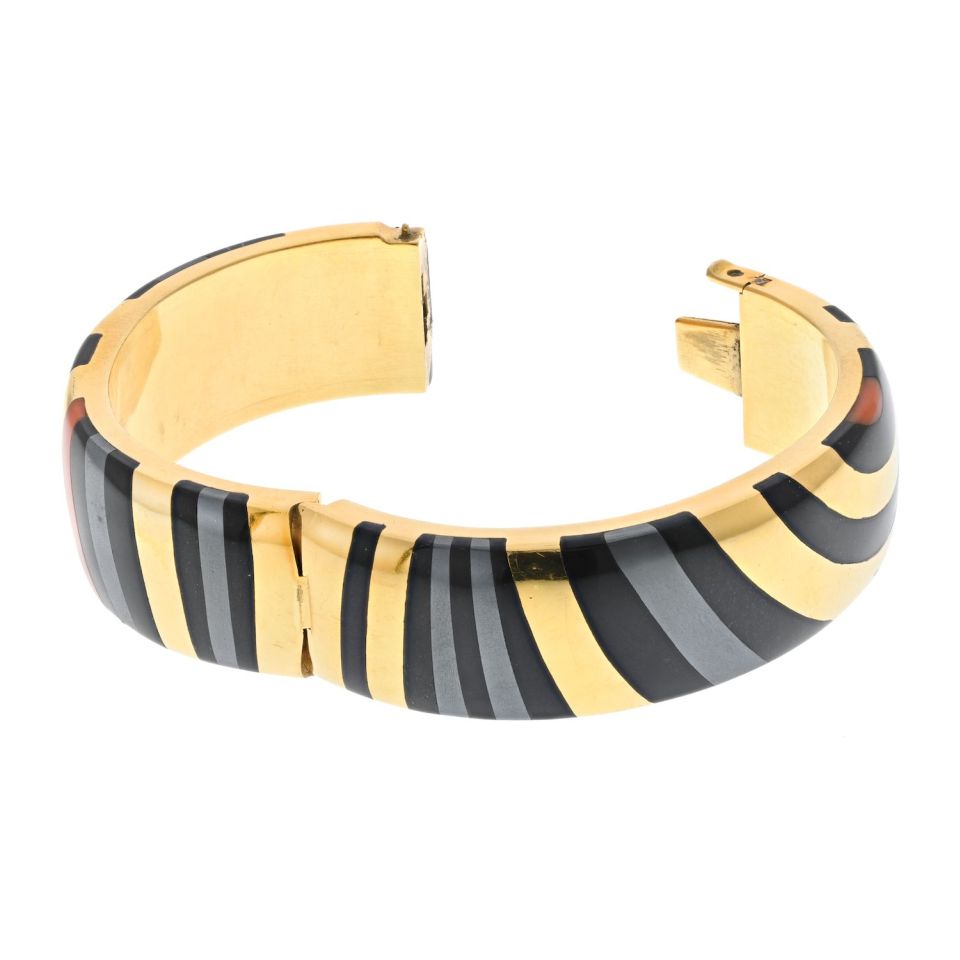 Tiffany & Co. 18K Yellow Gold Angela Cummings Inlay Bangle Bracelet
