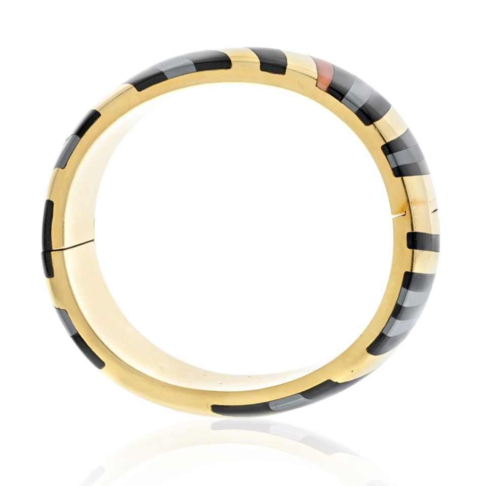 Tiffany & Co. 18K Yellow Gold Angela Cummings Inlay Bangle Bracelet