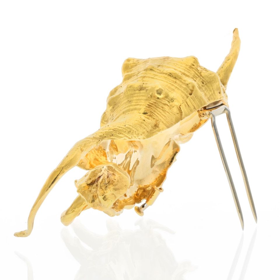 David Webb Platinum & 18K Yellow Gold Conch Brooch