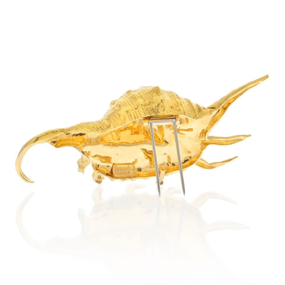 David Webb Platinum & 18K Yellow Gold Conch Brooch