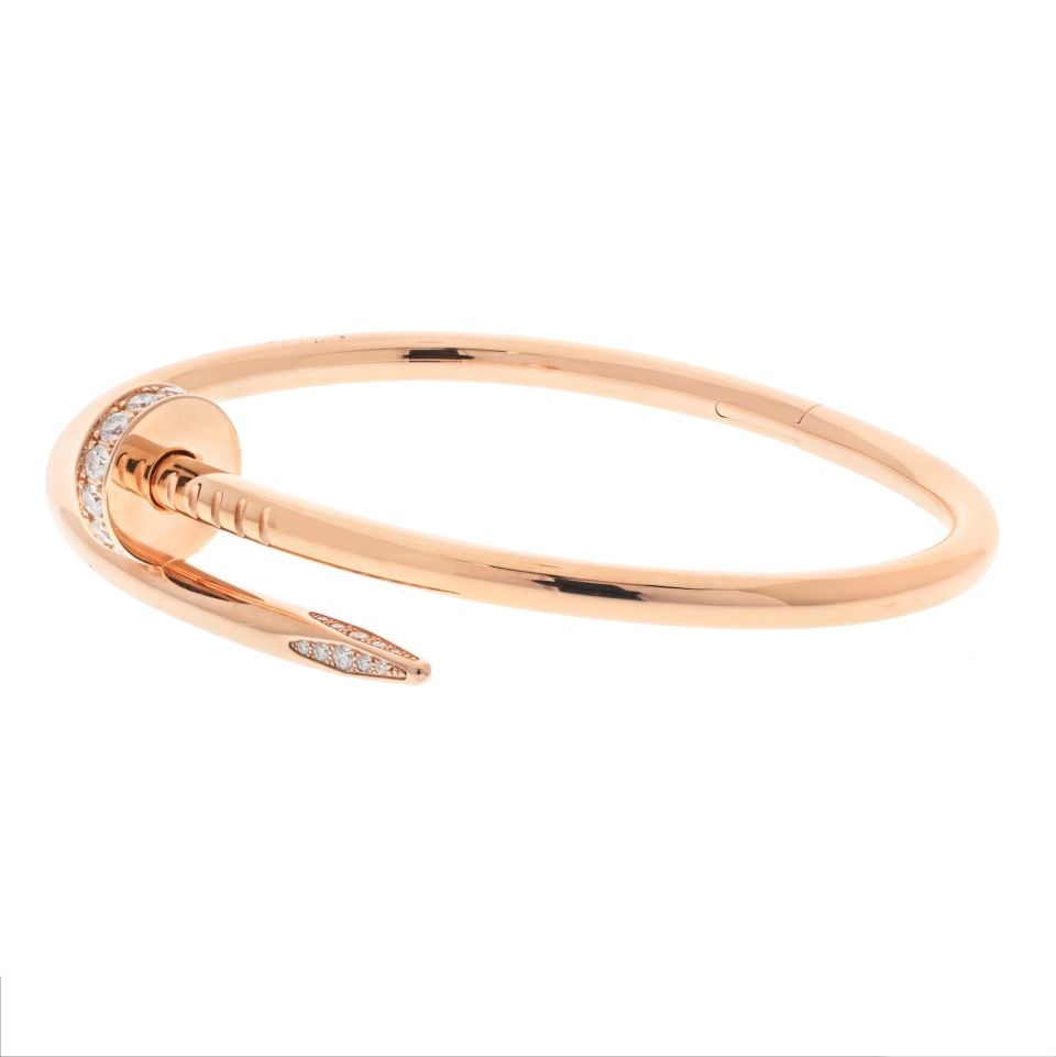 Cartier Juste Un Clou 18K Yellow Gold Juste Un Clou Diamond Nail Bangle SZ 17 Bracelet