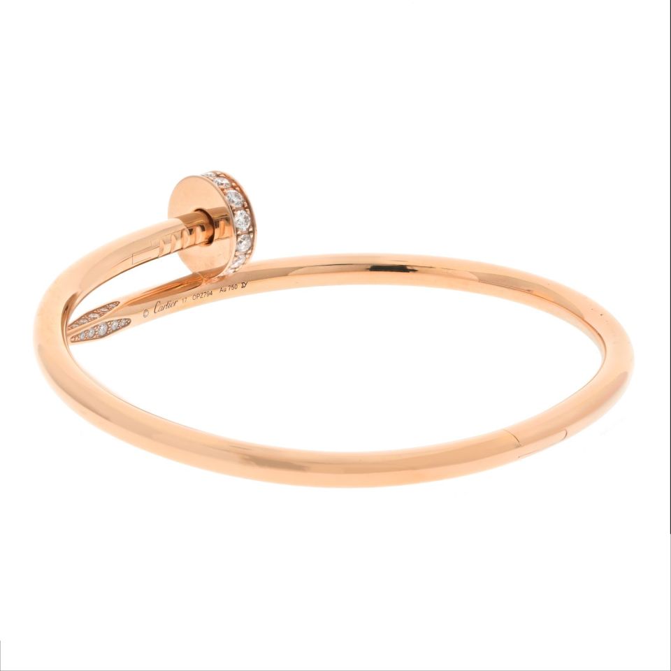 Cartier Juste Un Clou 18K Yellow Gold Juste Un Clou Diamond Nail Bangle SZ 17 Bracelet