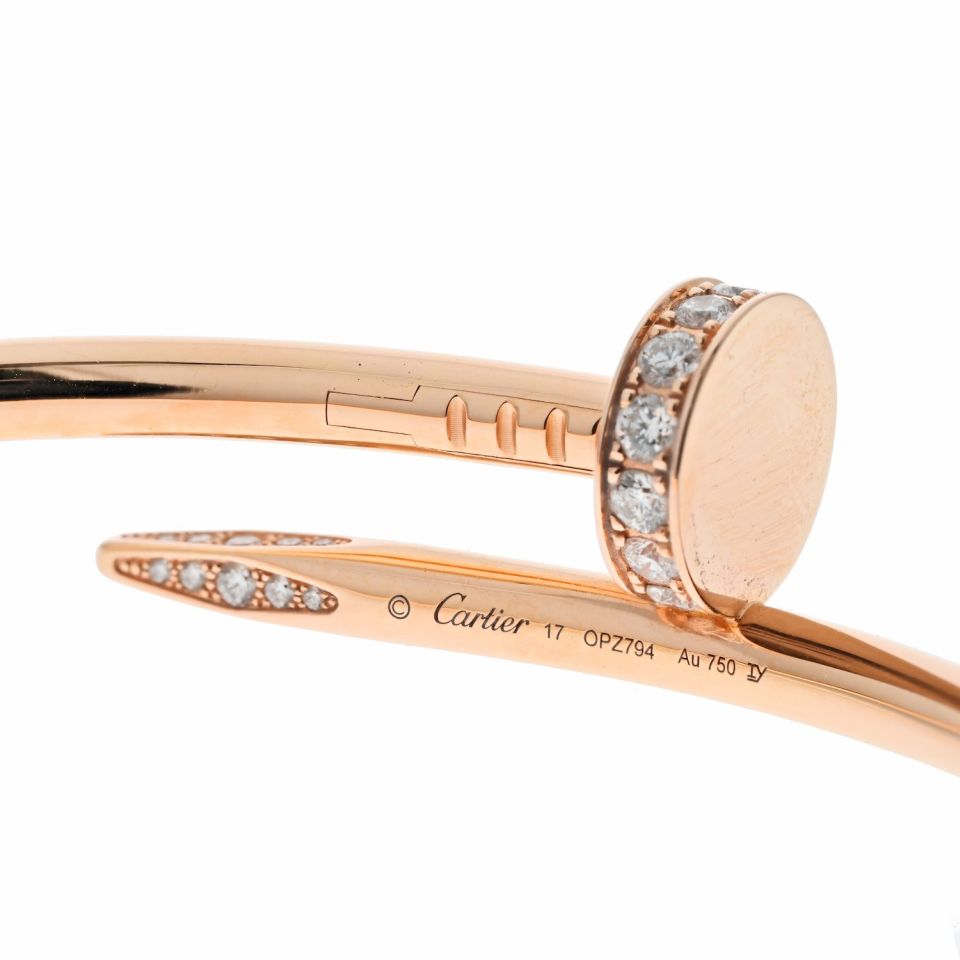 Cartier Juste Un Clou 18K Yellow Gold Juste Un Clou Diamond Nail Bangle SZ 17 Bracelet
