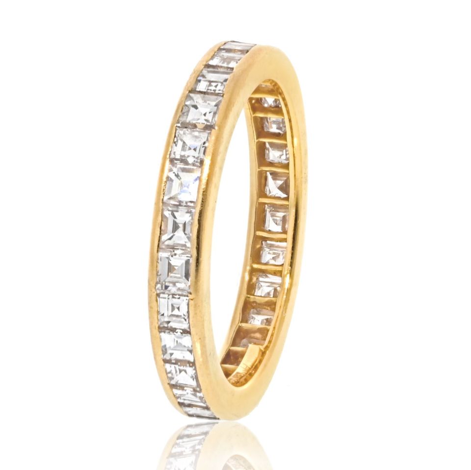 Tiffany & Co. 18K Yellow Gold 3.00cttw Asscher Cut Diamond Eternity Band