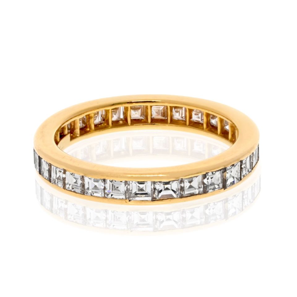 Tiffany & Co. 18K Yellow Gold 3.00cttw Asscher Cut Diamond Eternity Band