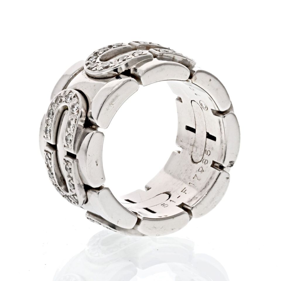 Cartier 18K White Gold Panthere Maillon Ring