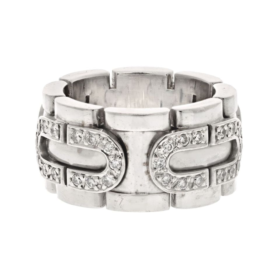 Cartier 18K White Gold Panthere Maillon Ring