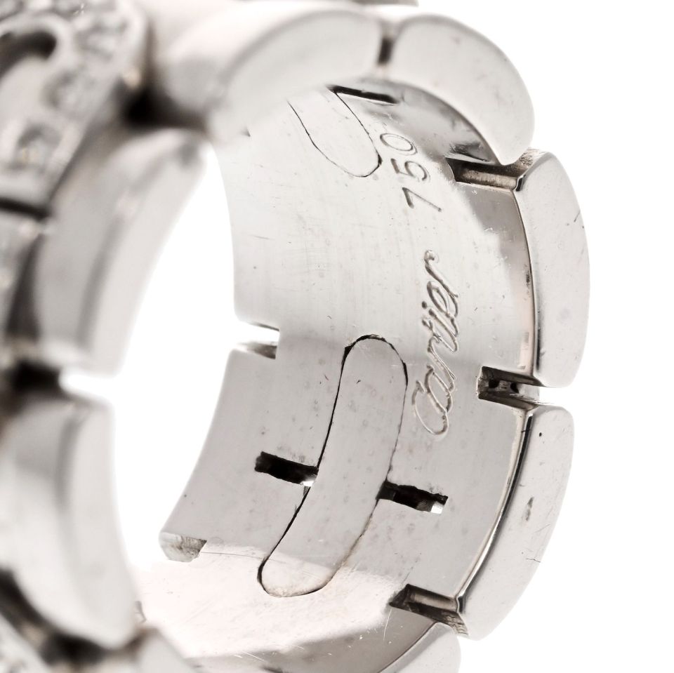 Cartier 18K White Gold Panthere Maillon Ring