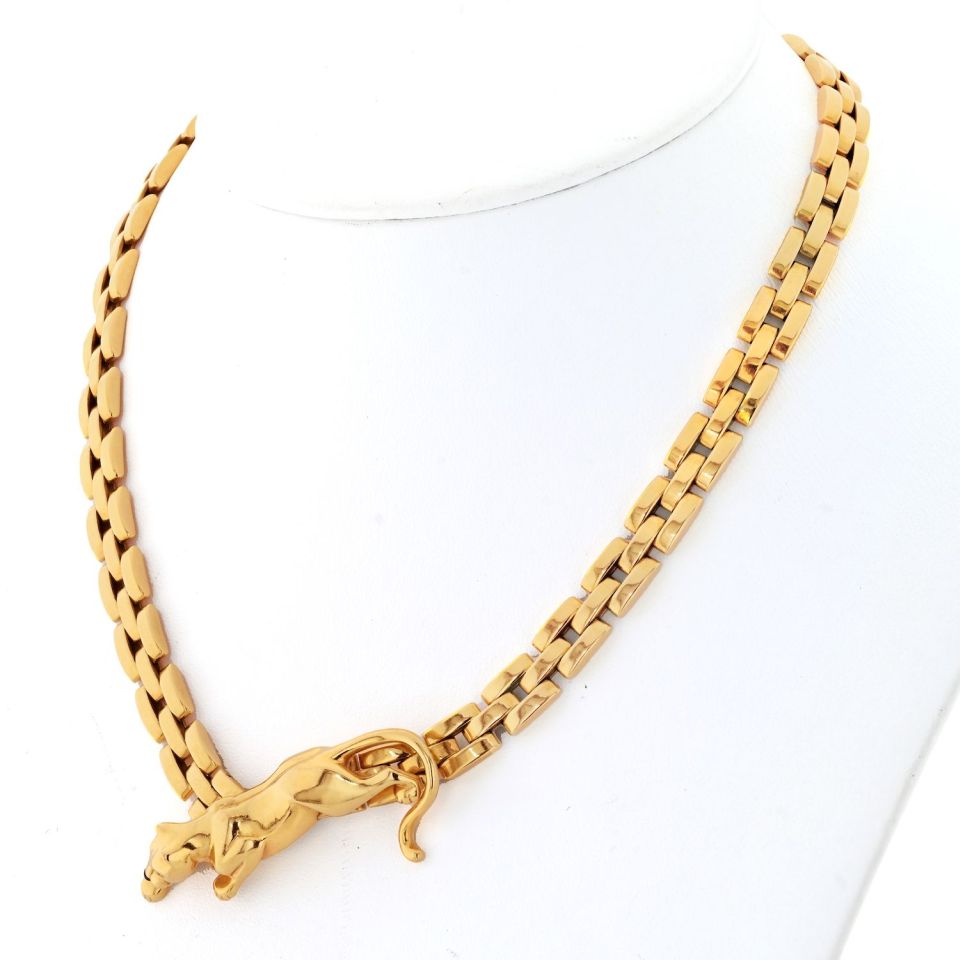 Cartier 18K Yellow Gold Panthere Maillon Link Chain Vintage Necklace