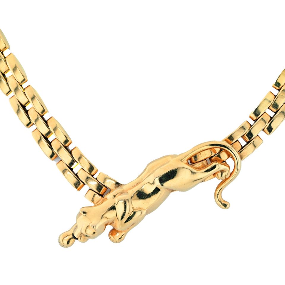Cartier 18K Yellow Gold Panthere Maillon Link Chain Vintage Necklace