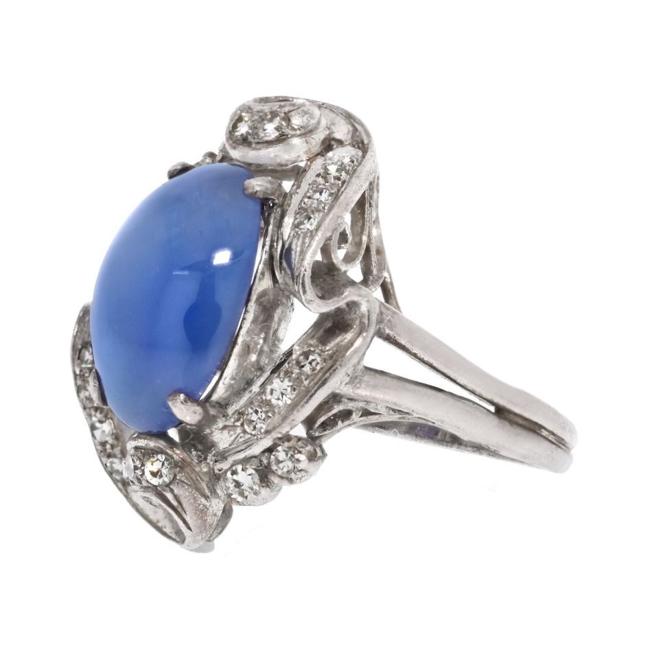 14K White Gold Star Sapphire Ring