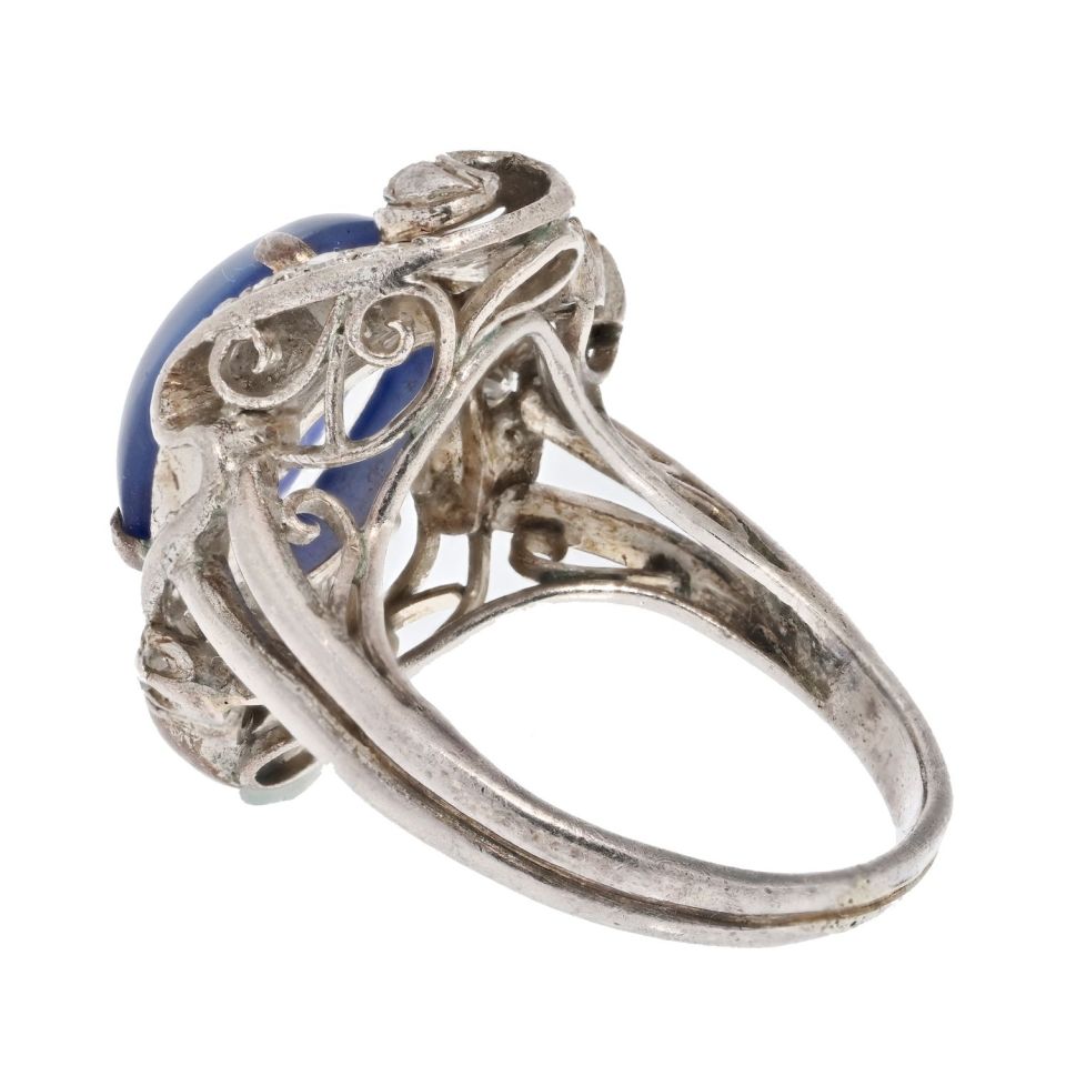 14K White Gold Star Sapphire Ring