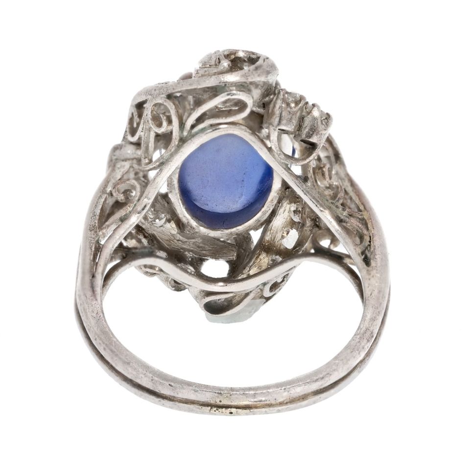 14K White Gold Star Sapphire Ring