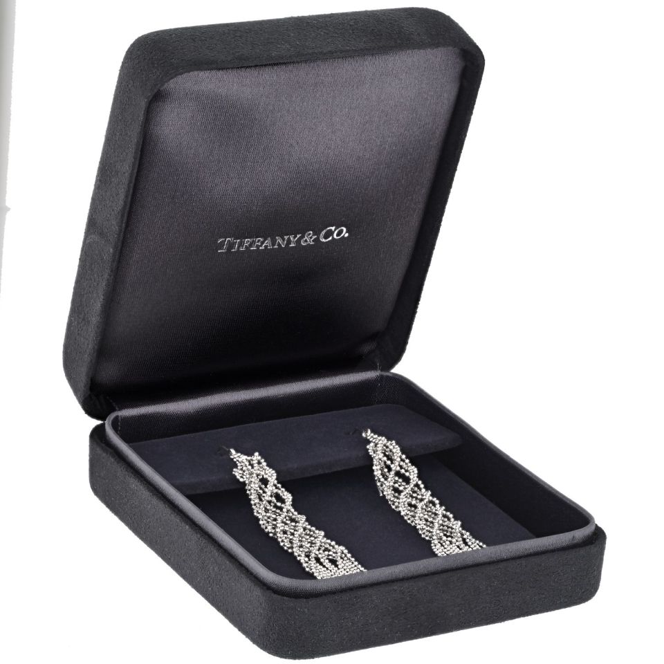 Tiffany & Co. 18K White Gold Mesh Drop Earrings