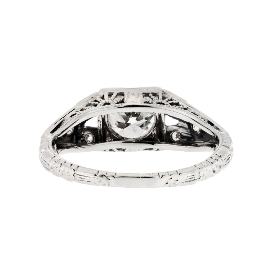 18K White Gold 0.85 Old European Cut Diamond Engagement Ring