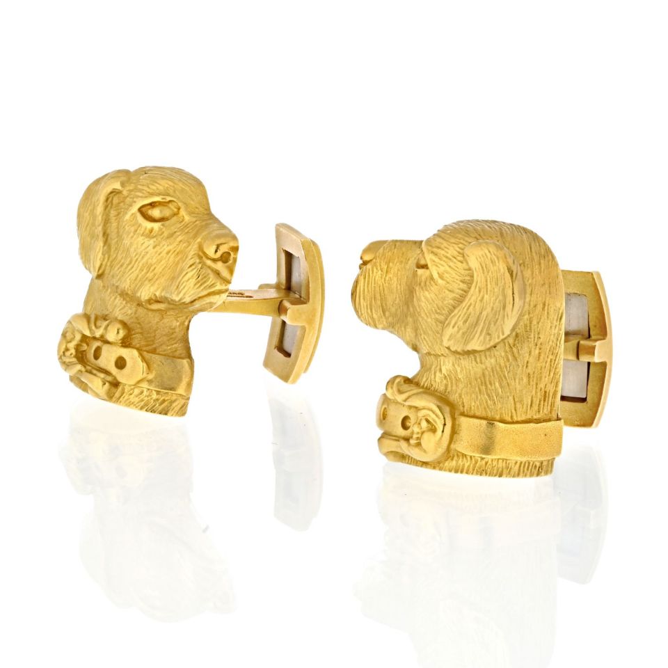 Kieselstein Cord 18K Yellow Gold 1989 Labrador Dog Cuff Links