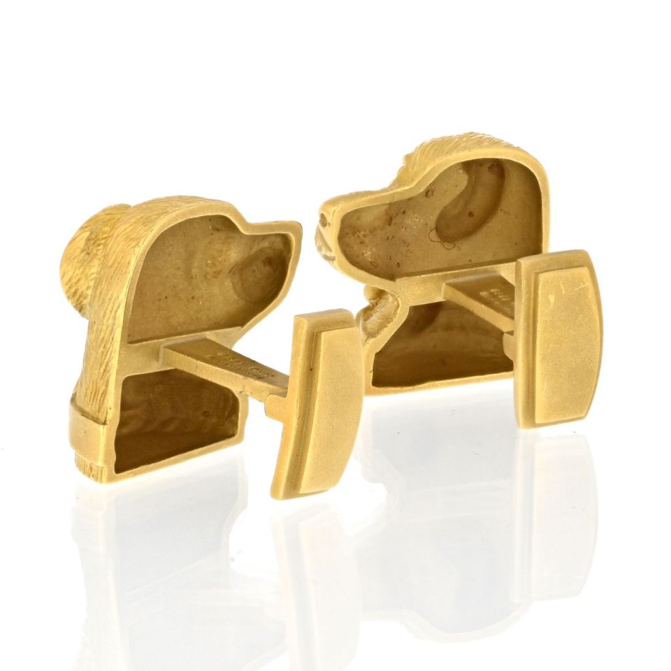 Kieselstein Cord 18K Yellow Gold 1989 Labrador Dog Cuff Links