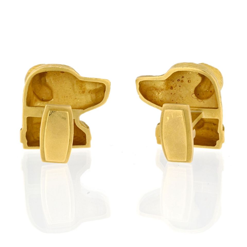 Kieselstein Cord 18K Yellow Gold 1989 Labrador Dog Cuff Links