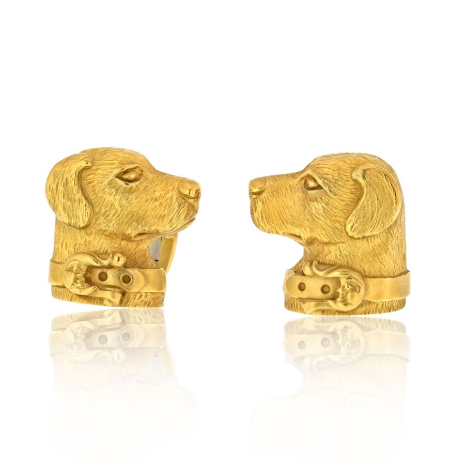 Kieselstein Cord 18K Yellow Gold 1989 Labrador Dog Cuff Links