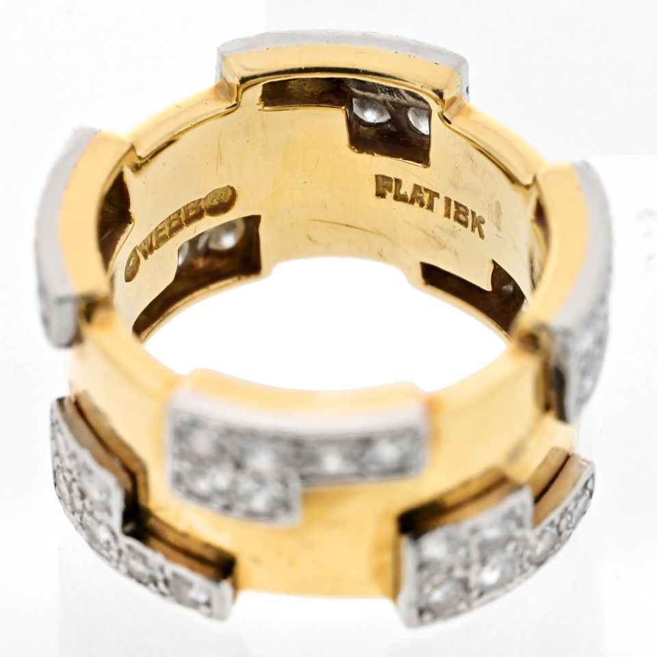 David Webb Platinum & 18K Yellow Gold 1.75cttw Puzzle Diamond Ring