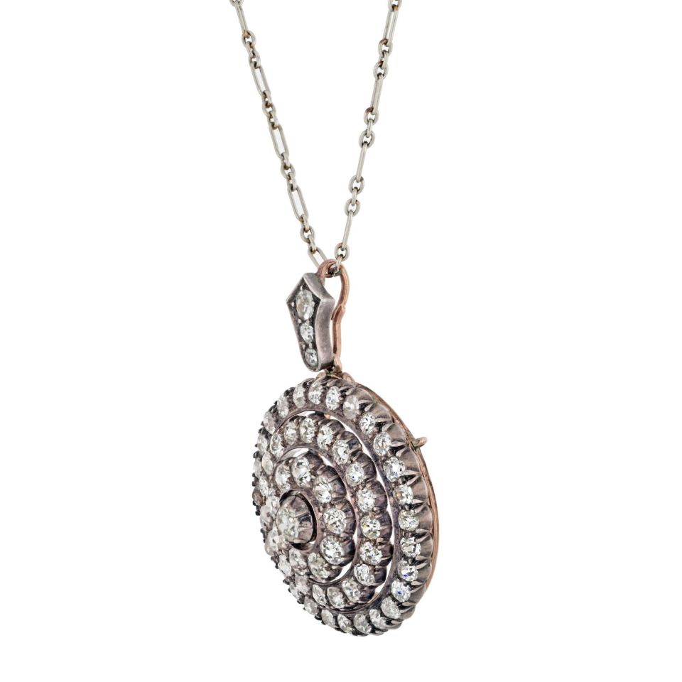 Victorian Round Old-Cut 6.50cttw Diamond Pendant/Brooch
