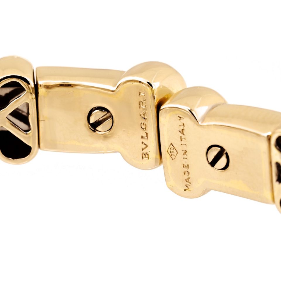 Bvlgari 18K White Gold Diamond And Pearl Cuff Bangle Bracelet