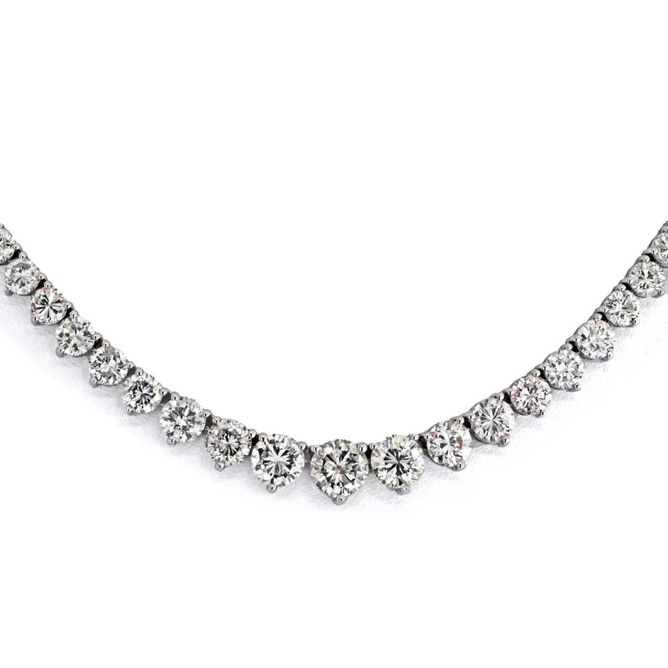 14K White Gold 14.00cttw Round Diamond Graduated Necklace