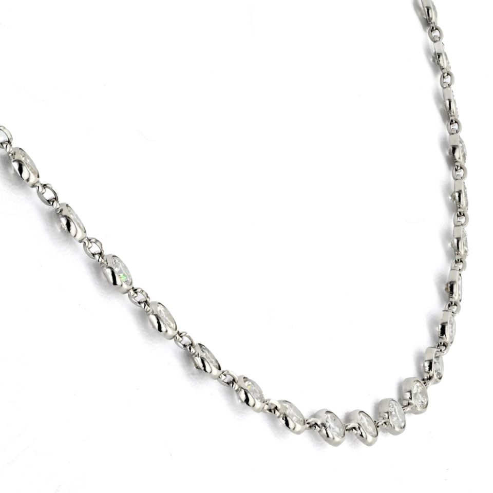 Platinum 11.57cttw Diamond By The Yard Necklace
