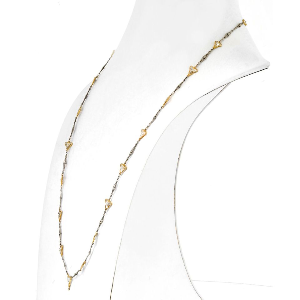 Platinum 7.50cttw Fancy And Club Shape Diamond Chain Necklace