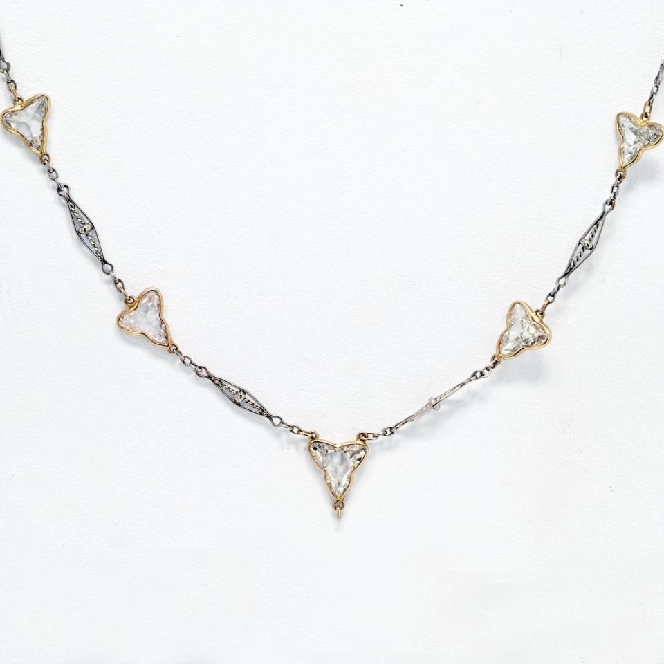 Platinum 7.50cttw Fancy And Club Shape Diamond Chain Necklace