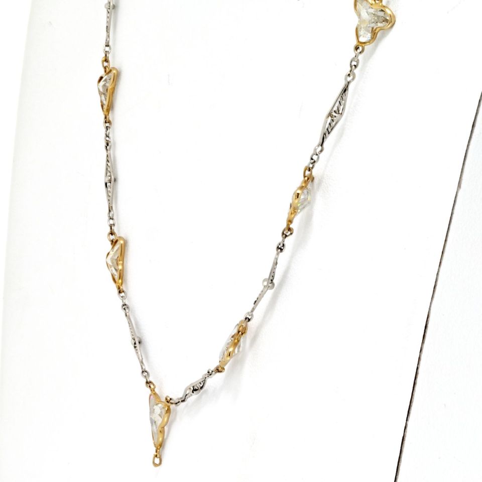 Platinum 7.50cttw Fancy And Club Shape Diamond Chain Necklace