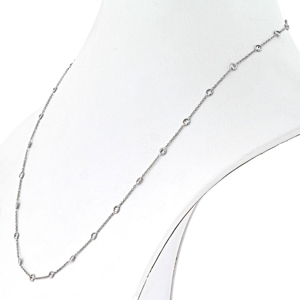 Platinum 1.96cttw Round Diamond By The Yard Necklace