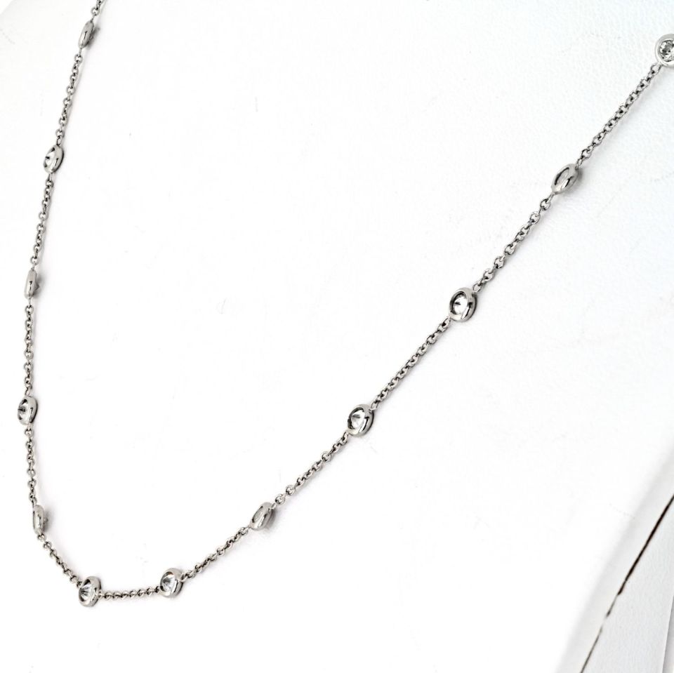 Platinum 1.96cttw Round Diamond By The Yard Necklace