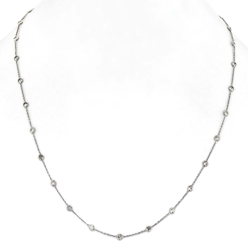 Platinum 1.96cttw Round Diamond By The Yard Necklace
