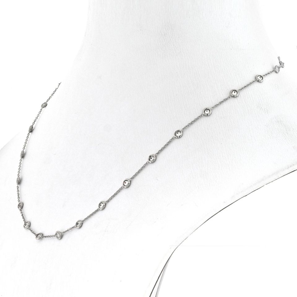 Platinum 2.44cttw Round Diamond By The Yard Necklace