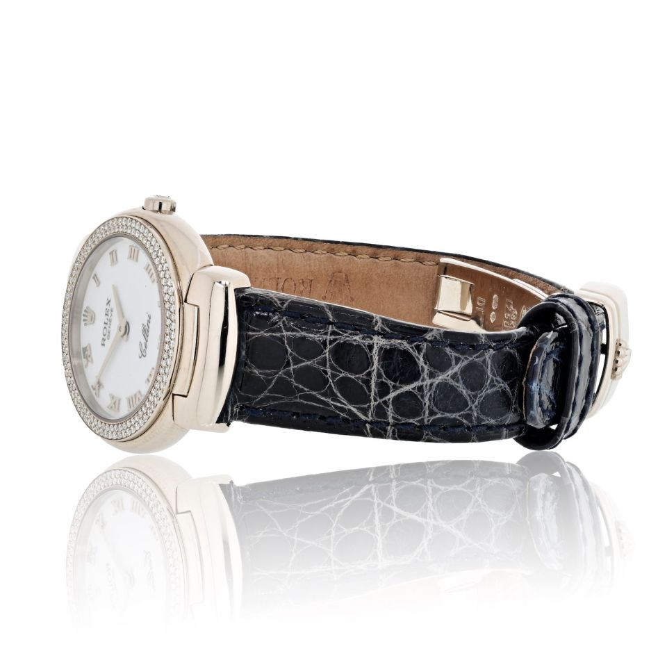 Rolex Cellini 18K White Gold Cellissima 26mm Dial Diamond Bezel 6671 Watch