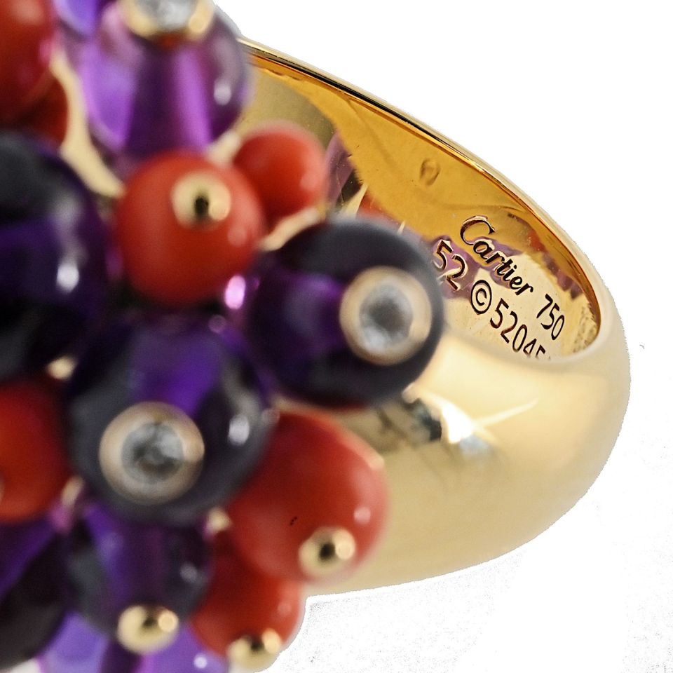 Cartier Delices de goa Amethyst, Coral And Diamond Ring