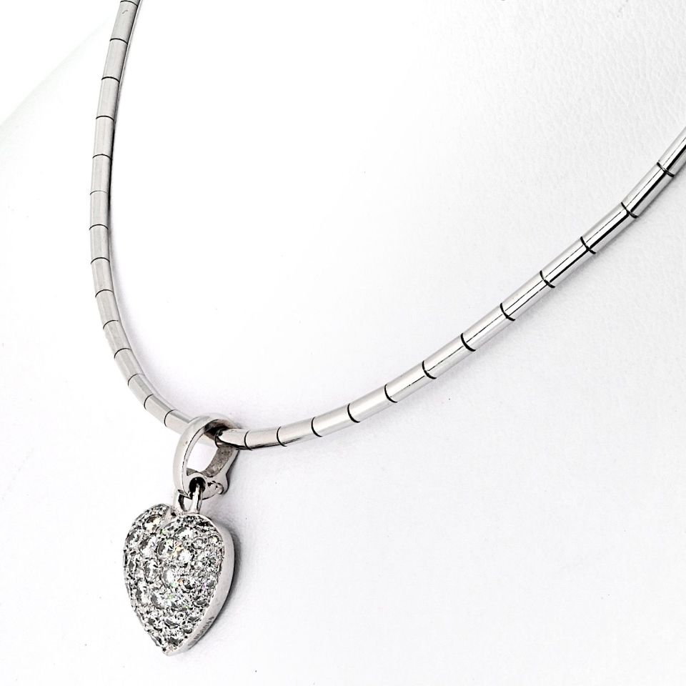 Cartier 18K White Gold Pave Diamond Heart Necklace