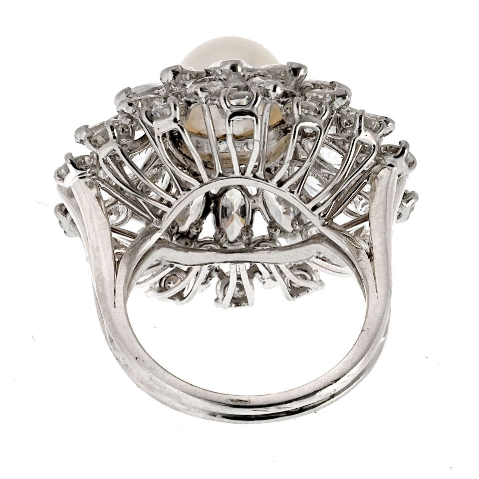 Oscar Heyman Platinum 6.00cttw Diamond And Pearl Ring