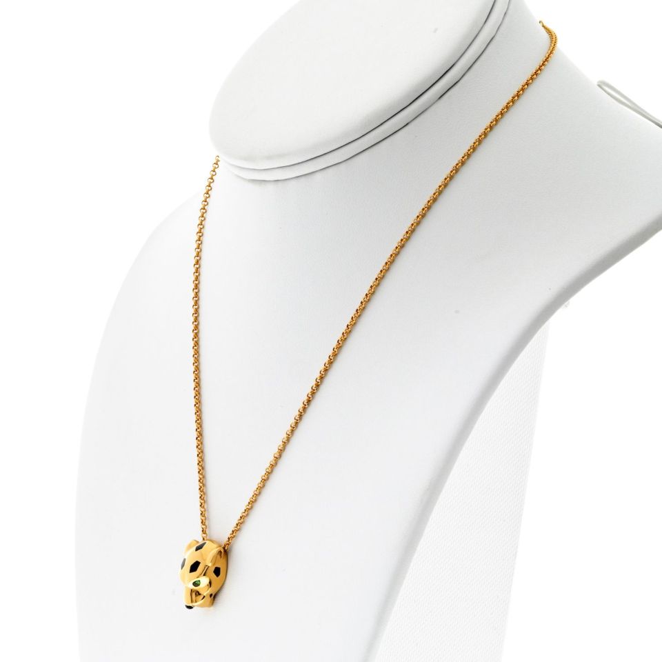 Cartier 18K Yellow Gold Panthere Head Necklace