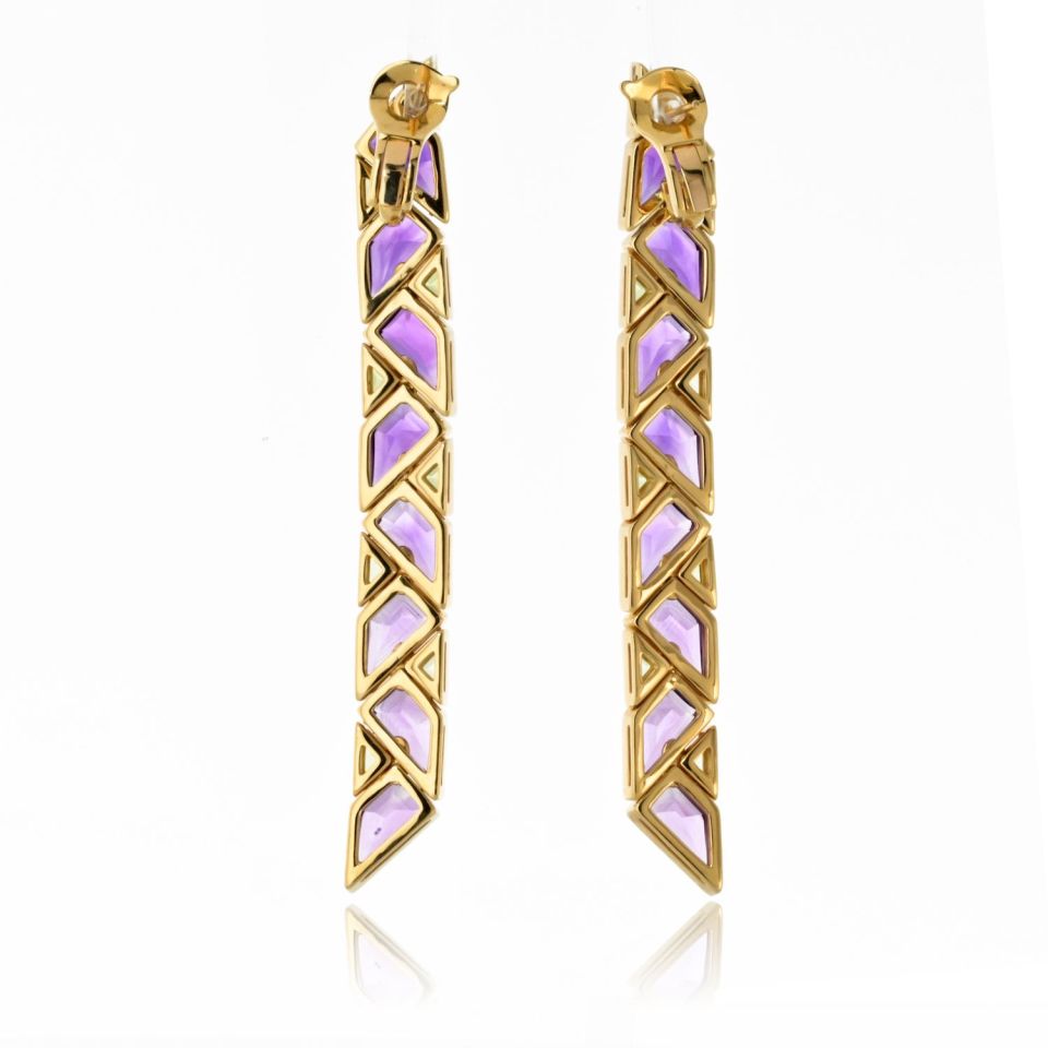 Marina B. 18K Yellow Gold Pyramide Amethyst Earrings